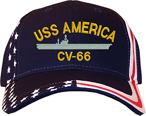 Gorra béisbol bordada estrellas y franjas USS America miniatura 1