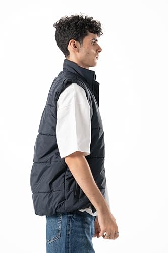 ASTK Men Basic Puffer Gilet,NAVY,L
