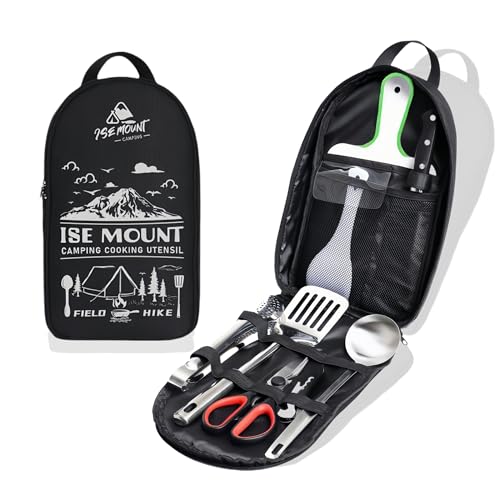 Camping Cooking Utensils Set, Camping Accessories 9Pcs Camping Kitchen Utensils Organizer, Camping Utensils with Multifunctional Cutlery, Storage Bag, Equipment for Camping, Camping Gift for Man