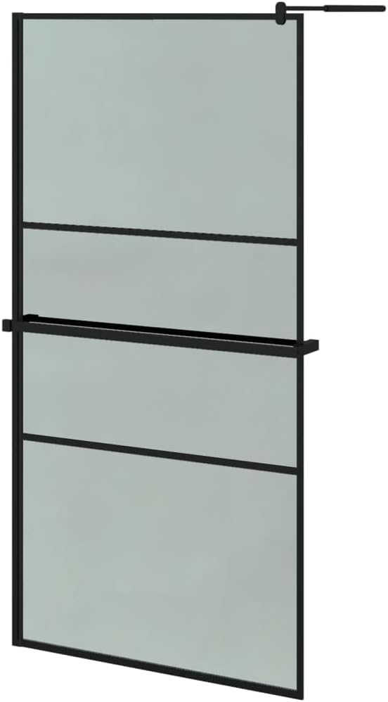 Modern Walk-in Shower Enclosure with Shelf, Black Shower Screen 39.4x76.8 Inch, ESG Glass & Aluminum Wall for Bathroom, Adjustable Screen for Bathroom
