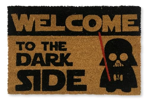 KOKO DOORMATS Felpudo Entrada casa Original, Fibra de Coco y PVC, Felpudo Exterior Welcome TO The Dark Side, 40x60x1.5 cm | Alfombra Entrada casa Exterior | Felpudos Divertidos para Puerta