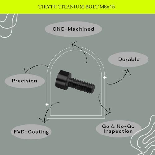 Image of M6x15 Titanium Bolts, Black, 4PC | Lightweight Design, Ideal for Humid /Salty Environments, Socket Head Hex Key No Washer, MTB /Road Bike Bolts