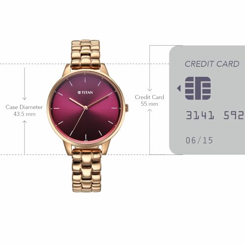 Image of Titan Neo Quartz Analog Maroon Dial Rose Gold Metal Strap Watch for Women