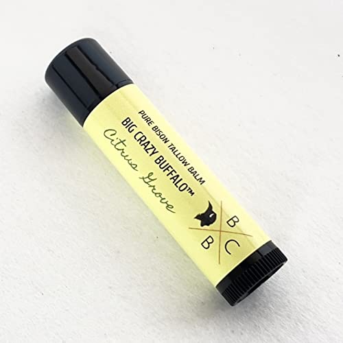 Big Crazy Buffalo Pure Bison Tallow Lip Balm, Citrus Grove, (5 Pack) - Lemongrass & Lemon, Moisturizing, Non-Habit Forming #TOP6