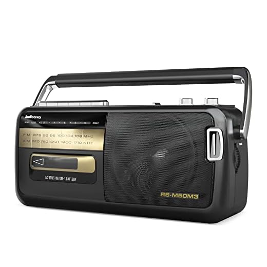 Audiocrazy Retro Boombox Cassette Player Recorder AM/FM Radio with Best Reception,Cassette Tape Player Recorder with Earphone Jack,Bluetooth USB,Good for Home Seniors Elderly Black