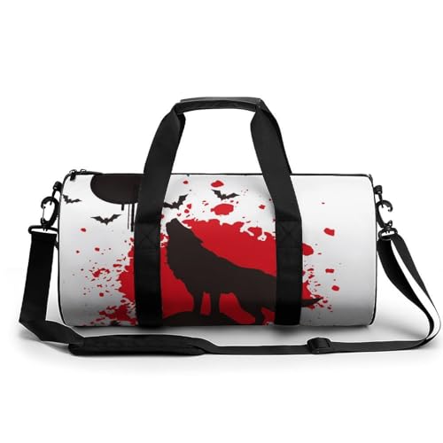 Sac de sport loup rouge blanc robuste anti déchirure 45cm