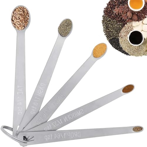 Herramientas para hornear, mini cucharas medidoras de acero inoxidable, juego de 5 piezas, cuchara de condimento de cocina, combinación de 5 piezas, juego de cucharas medidoras de acero inoxidable,