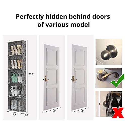 Maginels 4 Tier Shoe Rack Organizer With Cover, Slim Shoe Storage Cabinet, Behind The Door, Narrow Shoe Shelf For Closet, Entryway, Black #TOP6