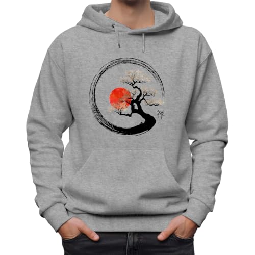 Enso Circle And Bonsai Tree On Canvas Felpa Classica con Cappuccio Unisex per Uomo e Donna Small