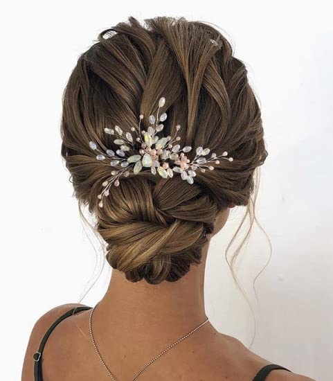Unicra Horquillas de cristal para el pelo de novia, con diamantes de imitación plateados, accesorios para el cabello para mujeres y damas de honor