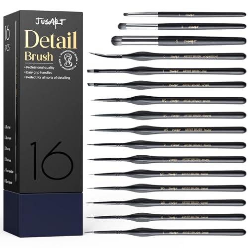 JusArt 16 Pcs Fine Paint Brushes for Detail, Set with Case Holder - image 1