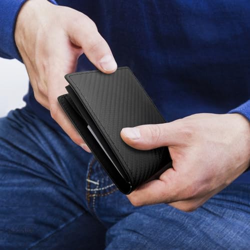 Mens Wallets, PU Leather Card Holder Wallet Rfid Card Holder for Men, Bifold Minimalist Card Wallet with Multiple Card Slots for Business, Dating, Working, Shopping (black)4