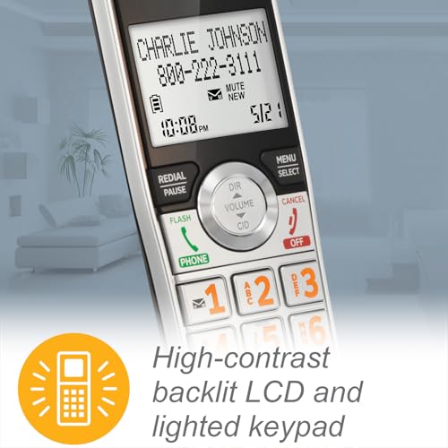 Image of AT&T CL82407 DECT 6.0 4-Handset Cordless Phone with Smart Call Blocker, Answering Machine, Caller ID Announce, Long Range, Expandable, Silver /Black