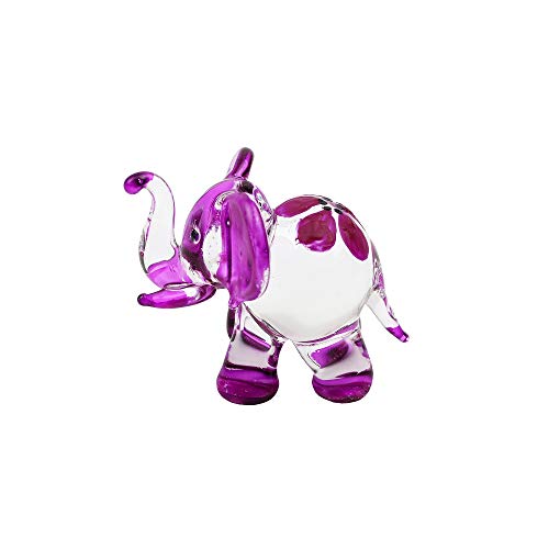 Hand Blown Art Glass,Purple Elephant Miniature Animals Collection, Dollhouse Miniatures.