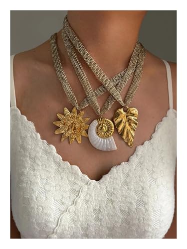 Stainless Steel Pendant Knitted Mesh Belt Chain2