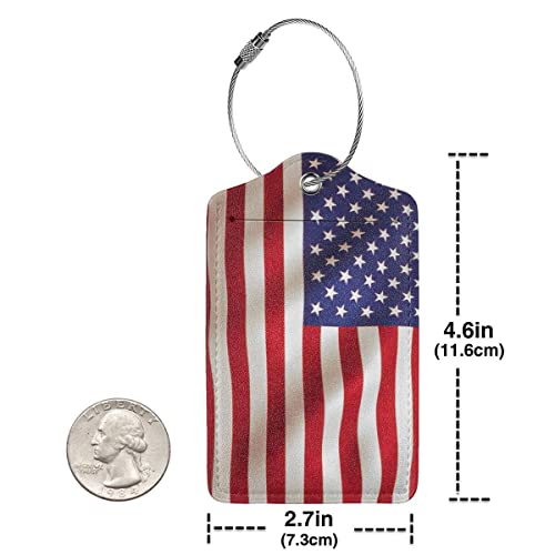 American US Luggage Tags for Suitcases Patriotic Identifiers Leather Travel Tags for Luggage ID Labels Privacy Cover Backpack Baggage Rucksack Personalized Custom Unique Loops Men Kids Women Bag 2 Pcs4