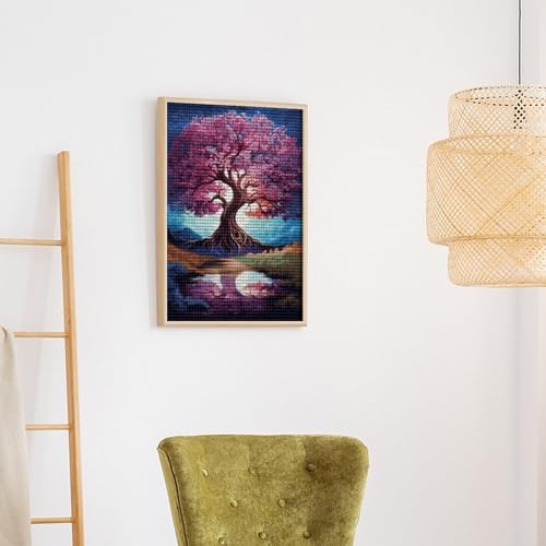 Kit d'art diamant de broderie diamant arbre coloré pour décoration murale DIY