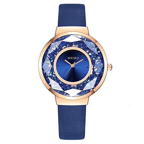 Preisvergleich Produktbild DSGTR Großes Zifferblatt Paar Uhr Jahr Edelsteinschliff Spiegel Damenuhr Lederarmband Wasserdiamant Britische Uhr weibliche Diamantuhr Automatikarmband Lederarmband