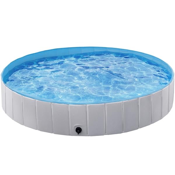 Piscine baignoire chiens extérieur et intérieur grand modèle gris pliable 160cm