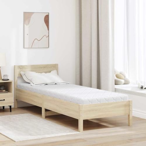 Teenpull Colchón de espuma blanca con capa de coco, 80 x 200 cm, tejido jacquard, resistencia media, duradero, para un sueño reparador en el dormitorio