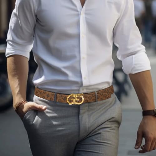 Image of ITIEZY Ratchet Belts for Men - Leather Click Belt for Casual Dress 1 3 /8 inch, Mens Adjustable Belt Trim to Fit