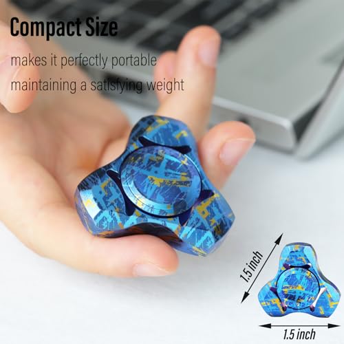 Image of FREELOVE Premium Metal Fidget Spinner for Adults, Stainless Steel Heavy Silent Spinner with Precision Bearing, Small Office Desk Toy & EDC for Stress Relief Focus ADHD, Titanium Alloy Blue Space