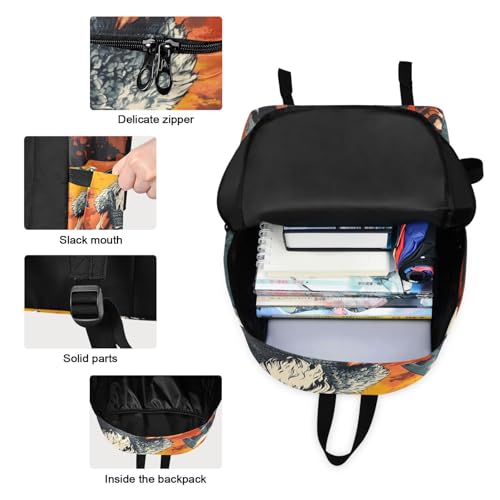 Backpack Lunch Box Set Large Capacity Travel Backpacks and Insulated Lunch Bag for Commute Hiking Picnic Viking Soldier Print3