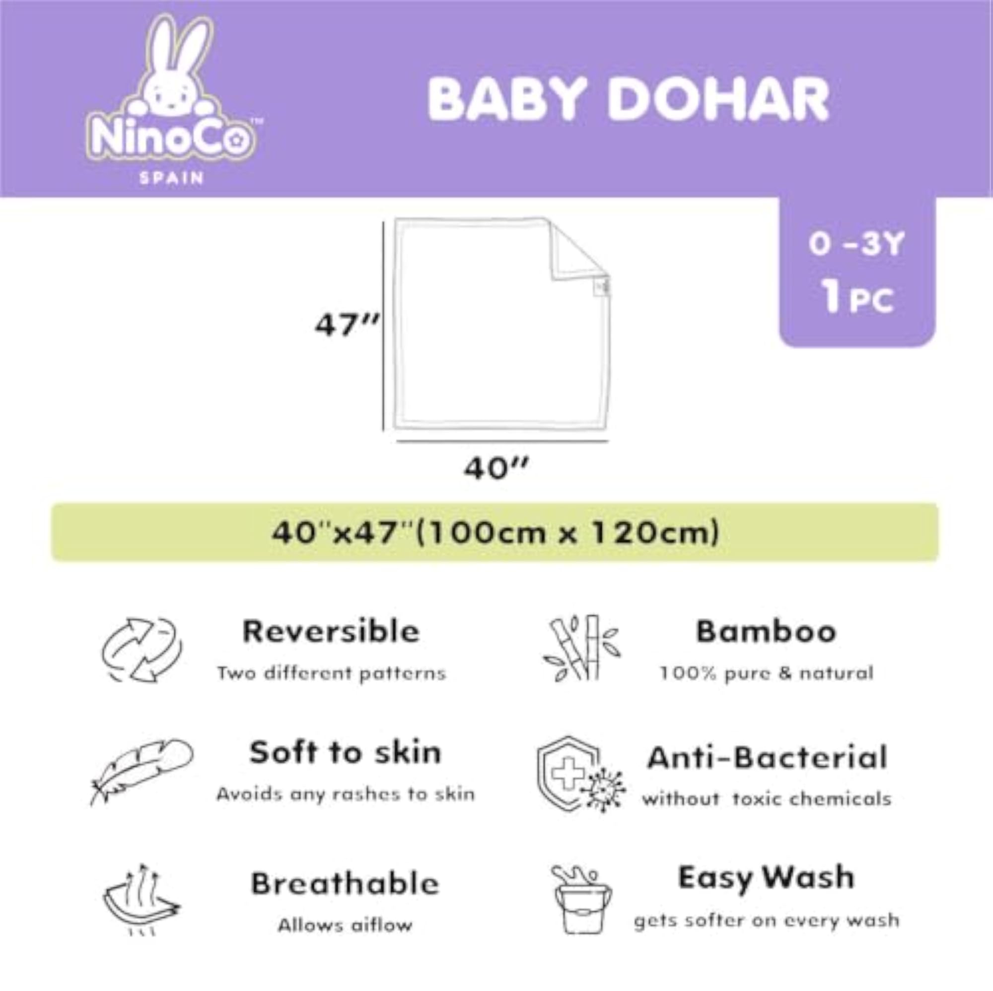 Kids Printed Bamboo Dohar, Reversible & Breathable