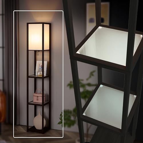 FENLO Floor Lamp with Shelves – Tall Standing Lamp with