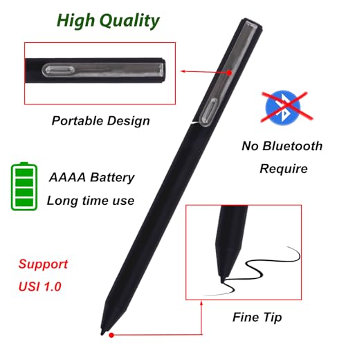 Image of USI 1.0 Pen for Lenovo USI Pen Compatible with Lenovo Chromebook,USI Stylus for Lenovo 300e /500e Gen 3 Chromebook,IdeaPad Flex 5i /Duet 5 Chromebook,4096 Pressure Sensitivity(Black)