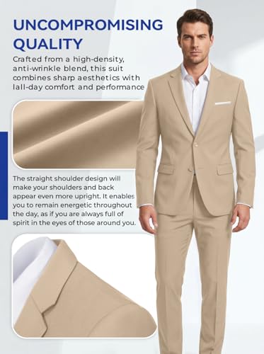 Image of Mens 2 Piece Suit Slim 2 Button Prom Suit Jacket Pants Tuxedo Set