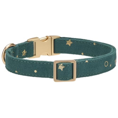 YUDOTE Weiches Hundehalsband, natürliches Baumwollmischgewebe umwickelt, Nicht reizend für Kleine Hunde mit empfindlicher Haut, Britisches Renngrün