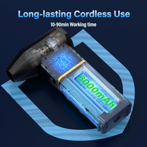 IVJ Elektrische Staubgebläse,4-Gang 130000 U/min Compressed Air Duster, USB Wiederaufladbar Druckluftspray PC Reinigungsset Mit 6000mah Akku für Laptop,Tastatur,Auto,Bürogeräte,Sofa