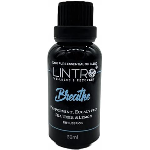 LINTRO - 100% Pure Essential Oil Blends - Made with Pure Essential Oils - Use with LINTRO Waterless Or Classic Diffuser (Breathe, 30ml) Cover