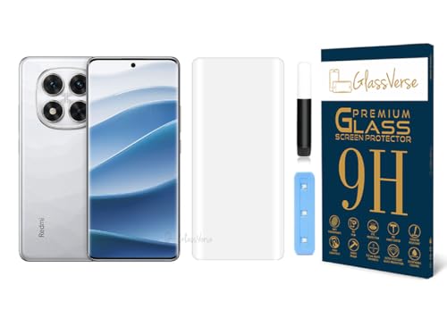 Image of GlassVerse Redmi Note 14 Pro 5G UV Tempered Glass Screen Protector. Pack Of 1 | 3D Curved Edge | 9H Hardness | Full UV Glue with UV Light | Anti-Scratch | Case Friendly | HD Clear. (6.67 Inches)