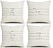 Epinki 4 Pack Funda de Cojín 45x45 Exterior, Fundas Cojin Love Laugh Live Enjoy Every Moment Almohada Funda Lino, Negro Blanco