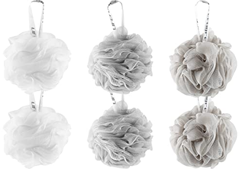 Lifeforce Lot de 6 Éponges en Maille de Qualité pour la Douche Fleurs de Douche, Bain De Mousse Loofahs Brosse À Nettoyer Pour Femmes Hommes Exfolier La Peau Nettoyer La Peau Apaisante, Belles Couleur