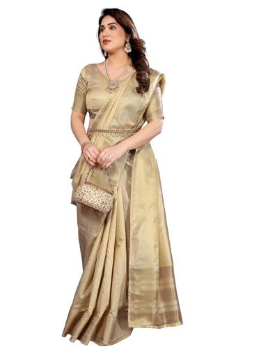 Image of Yashika Women's Banarasi Kanjivaram Silk Woven Saree with Blouse Material|| Pongal Special South Indian kerala Sarees