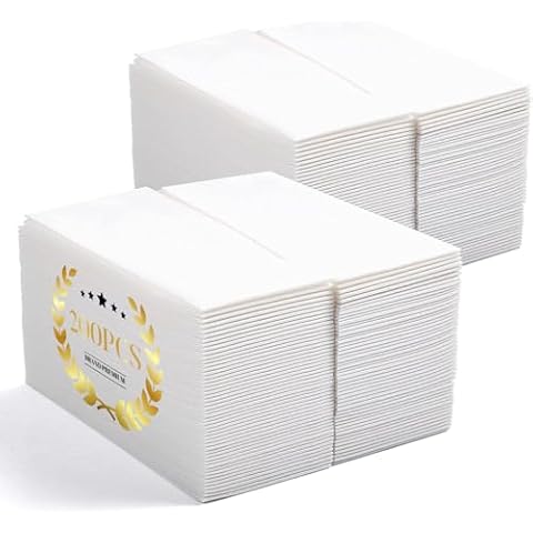 LEKOCH 200 pcs Disposable White Linen Feel Napkins, Guest Hand Towels for Bathroom, Parties, Weddings, Dinners Or Events Cover
