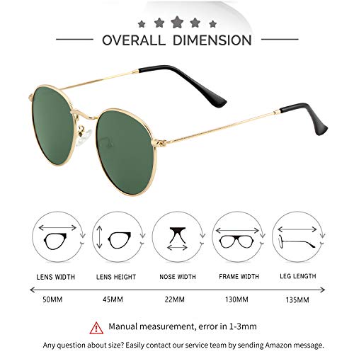 Image of Kursan Small Round Metal Polarized Sunglasses for Men Women Mirrored Lens Classic Circle Sun Glasses