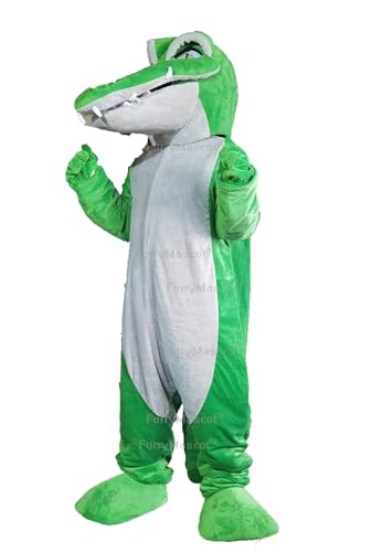 New Sporty Green Grey Crocodile Suit Animal Mascot Costume Party Carnival Costumes School Spirits