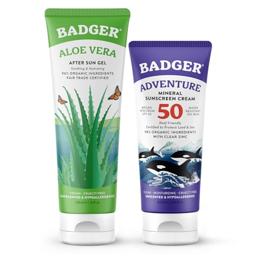 Badger SPF 50 Mineral Sunscreen and Organic Aloe Vera Gel