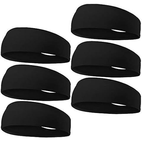 EasYoung 6-Pack Headbands for Men Women, Sweat Wicking Headbands for Sports Fitness Yoga Running Elastic Non Slip, Unisex Cover
