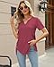 Spring Tops for Women 2026 Casual V Neck T Shirt Short Sleeve Soft Lightweight Tee Curved Hem Side Buttons Everyday Outfit Tunics Fuchsia XX-Large