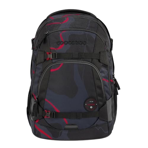coocazoo Schulrucksack Mate „Lava Lines”, schwarz, ergonomischer & anpassbarer Tornister, höhen- & größenverstellbar, mit Brustgurt & Hüftgurt, ab der 3. Klasse