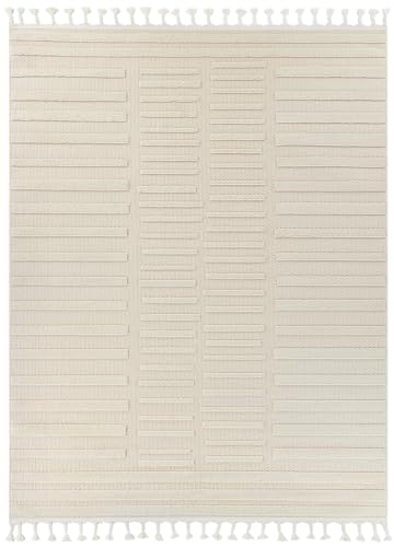 Tapis extérieur résistant aux intempéries TAPISO Rio Loop grand format lavable crème