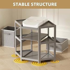 YUFU Baby Corner Changing Table with Storage Drawers Portable Diaper Changing Station with Baby Changing Pad Modern Wood Changing Table Dresser for Infants and Toddlers Gray