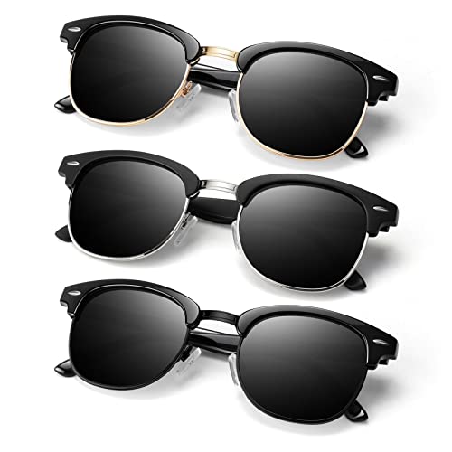 Image of Polarized Sunglasses Men Women,Semi Rimless Retro Shades UV400 Protection