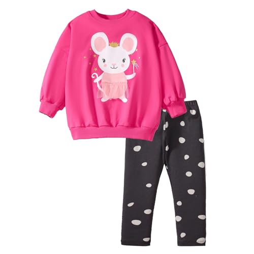 Image of HILEELANG Toddler Girl Fall Outfits Clothing Pants Set Sweatshirt Cotton Strench Leggings Playwear Sets 2pc