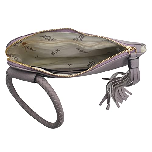 Image of NGIL Faux Leather Mini Wristlet Purse | Women's Handbag, Fashion Wristlet Wallet, Compact Everyday Purse with Fringe Tassel